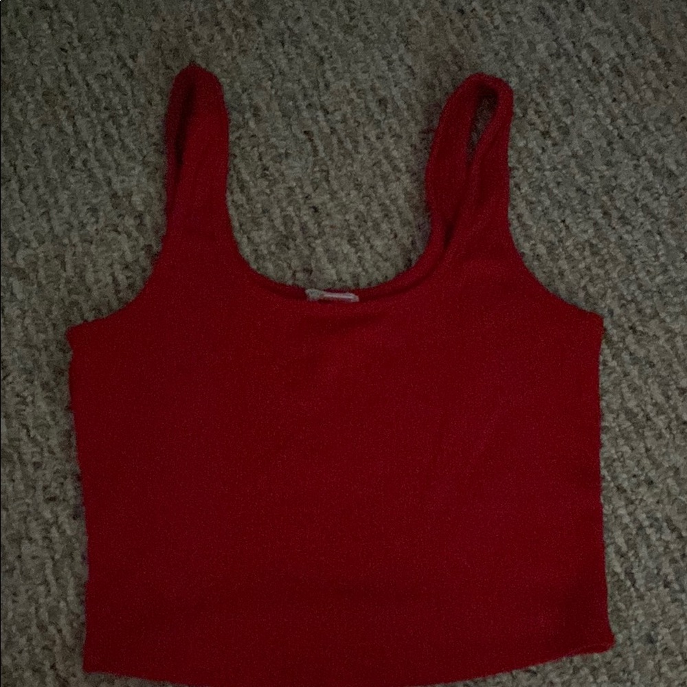 Bozzolo Red Fitted Crop Tank Top